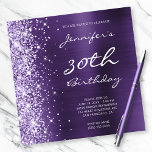 Lavender Glitter Dark Violet Folie 30th Birthday Kaart<br><div class="desc">Creëer uw eigen aanpasbare verjaardagsuitnodigingen voor glamoureus 30e verjaardag. Links zie je een donkere violet paarse ombre folie afbeelding. Rechts is een band van faux bleke lavender paars glitter met gladde digitale kunstbeelden. Alle luxueuze glans en schittering worden gemaakt met een gedrukte digitale grafische weergave. Luxeklicht en donkere paarse uitnodigingen...</div>