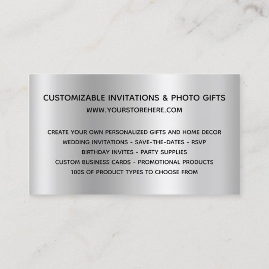 Lavender Glitter Drift Silver Ombre Online Store Visitekaartje (Achterkant)