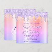 Lavender Glitter Drips Shimmer Drop Shadow Kaart (Voorkant / Achterkant)