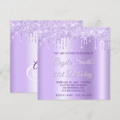 Lavender Glitter Drips Shimmer Drop Shadow Kaart (Voorkant / Achterkant)