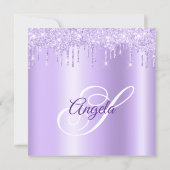 Lavender Glitter Drips Shimmer Drop Shadow Kaart (Achterkant)