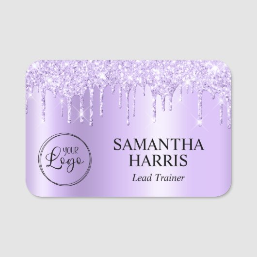 Lavender Glitter Drips Shimmer Naamplaatje (Voorkant)