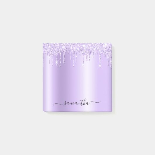 Lavender Glitter Drips Shimmer Post-it® Notes (Voorkant)