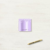 Lavender Glitter Drips Shimmer Post-it® Notes (Op bureau)