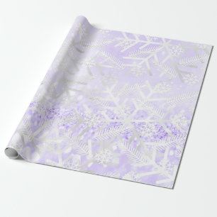 Lavender Glitter Kerstfeestdagen Snowflakes Cadeaupapier