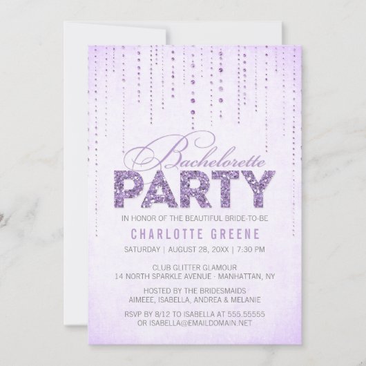 Lavender Glitter Kijk Bachelorette Party Kaart (Voorkant)