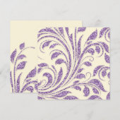Lavender Glitter Leaves Spring Wedding Invite Kaart (Voorkant / Achterkant)