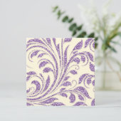 Lavender Glitter Leaves Spring Wedding Invite Kaart (Staand voorkant)
