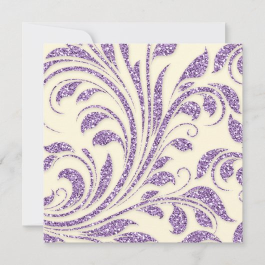 Lavender Glitter Leaves Spring Wedding Invite Kaart (Voorkant)
