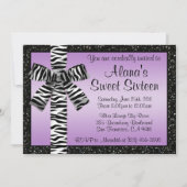 Lavender Glitter nodigt uit met Zebra Print Bow Kaart (Voorkant)