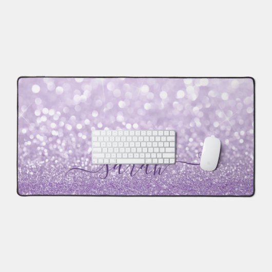 Lavender Glitter Personalized Bureaumat (Keyboard & Muis)