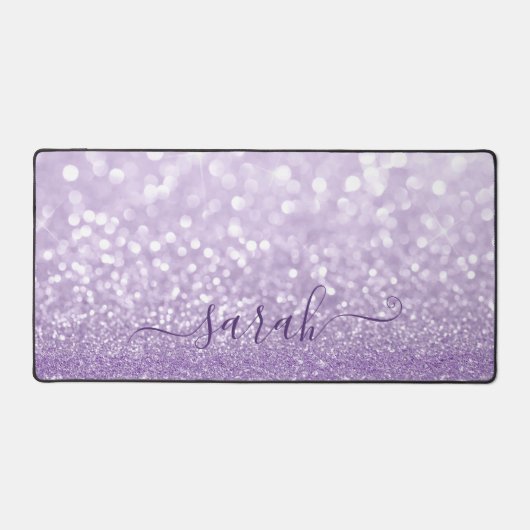 Lavender Glitter Personalized Bureaumat (Voorkant)