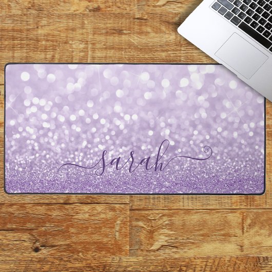 Lavender Glitter Personalized Bureaumat