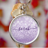 Lavender Glitter Personalized Sleutelhanger