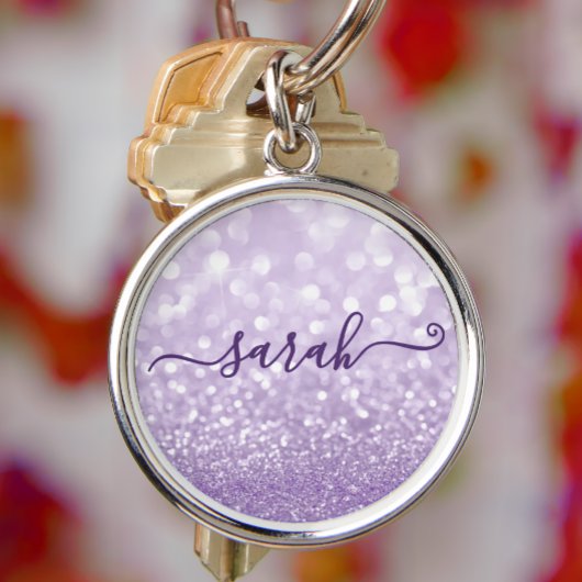 Lavender Glitter Personalized Sleutelhanger