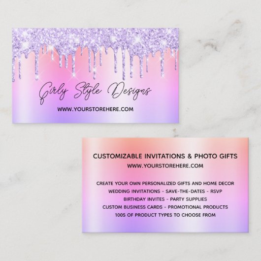 Lavender Glitter-stuurprogramma's Multi Ombre Onli Visitekaartje (Voorkant / Achterkant)