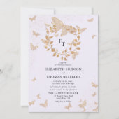 Lavender Gold Butterflies Eucalyptus Crest Wedding Kaart (Voorkant)