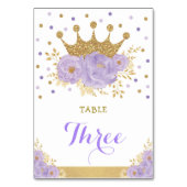 Lavender Gold Crown Princess Shower Table Number Kaart (Voorkant)
