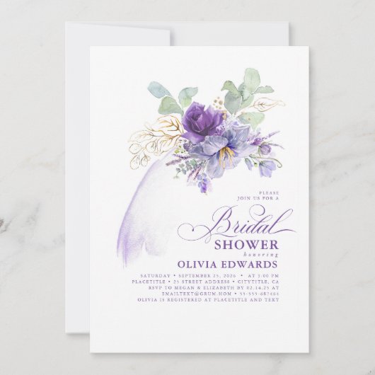 Lavender & Gold Elegant Modern Boho Vrijgezellenfe Kaart (Voorkant)