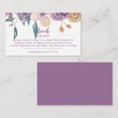 Lavender & Gold Floral Cross First Heilige Communi Informatiekaartje (Voorkant / Achterkant)