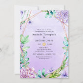 Lavender & Gold Floral Geometric Engagement Party Kaart (Voorkant)