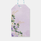 Lavender Gold Floral Greenery Elephant Baby shower Cadeaulabel (Achterkant)