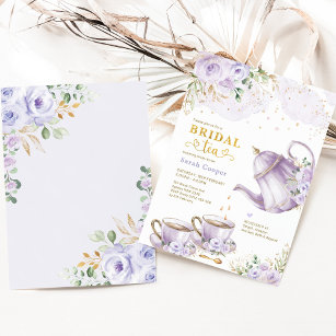 Lavender Gold Floral Vrijgezellenfeest Tea Party Kaart
