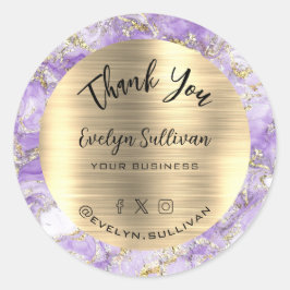 Lavender Gold Fluid Marble Hartelijk dank Ronde Sticker