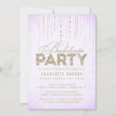 Lavender & Gold Glitter Kijk Bachelorette Party Kaart (Voorkant)
