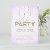 Lavender & Gold Glitter Kijk Bachelorette Party Kaart (Staand voorkant)