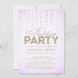 Lavender & Gold Glitter Kijk Bachelorette Party Kaart