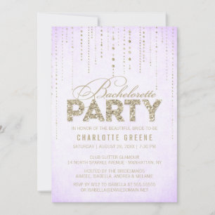 Lavender & Gold Glitter Kijk Bachelorette Party Kaart