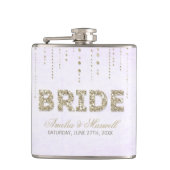 Lavender & Gold Glitter Let Bride Flask Heupfles (Voorkant)