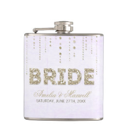 Lavender & Gold Glitter Let Bride Flask Heupfles