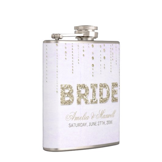 Lavender & Gold Glitter Let Bride Flask Heupfles (Rechts)