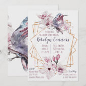Lavender & Gold Hummingbird Met Vrijgezellenfeest  Kaart (Voorkant / Achterkant)