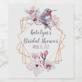 Lavender & Gold Hummingbird Met Vrijgezellenfeest Wijn Etiket (Enkel label)