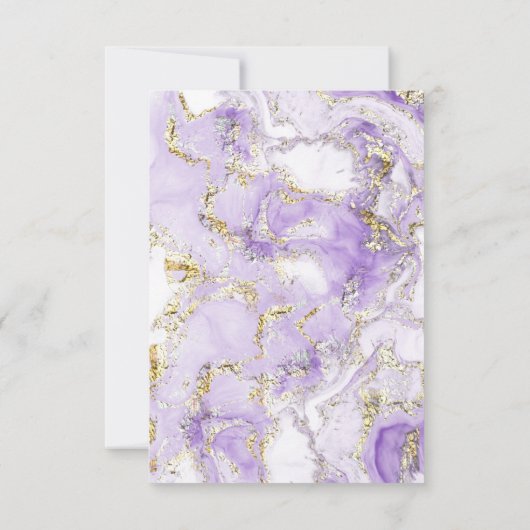 lavender gold ink vloeibare marmer bruiloft uitnod kaart (Achterkant)