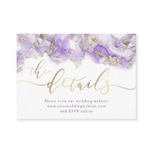 lavender gold ink Wedding Website Kaart