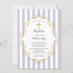 Lavender & Gold Lijst Girls Baptisme Kaart
