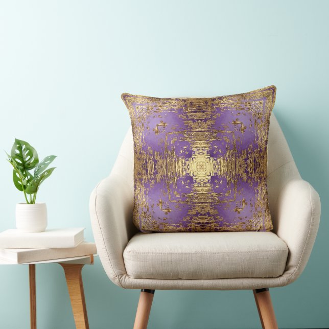 Lavender Gold Metallic Kaleidoscoop Sierkussen (Stoel)
