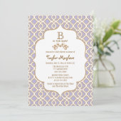 Lavender Gold Moroccan Baby Shower-uitnodigingen Kaart (Staand voorkant)
