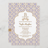 Lavender Gold Moroccan Baby Shower-uitnodigingen Kaart (Voorkant / Achterkant)
