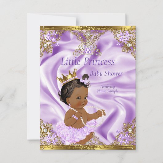 Lavender Gold Princess Baby shower Ethnic Girl Kaart (Voorkant)