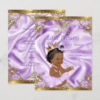 Lavender Gold Princess Baby shower Ethnic Girl Kaart