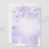 Lavender Gold Purple Butterfly Baptism Invitation Kaart (Achterkant)