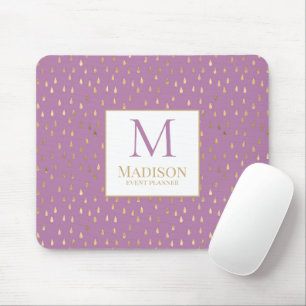 Lavender Gold Raindrop Modern Trendy Monogram Muismat