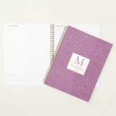 Lavender Gold Raindrop Modern Trendy Monogram Planner (Display)