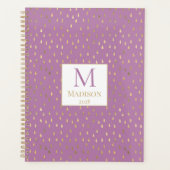 Lavender Gold Raindrop Modern Trendy Monogram Planner (Voorkant)