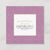 Lavender Gold Raindrop Modern Trendy Monogram Vierkante Visitekaartje (Achterkant)